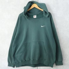 画像1: 90's NIKE USA製 ロゴ刺繍 スウェットフーディー L (1)