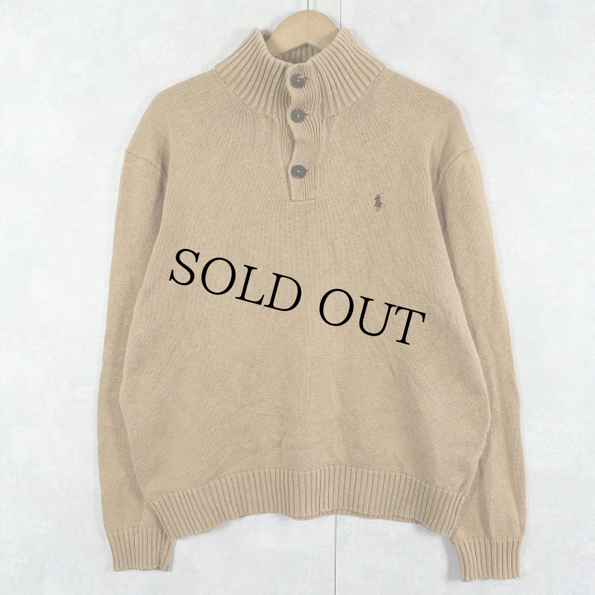 画像1: POLO Ralph Lauren ロゴ刺繍 ハイネック コットンニットセーター M (1)