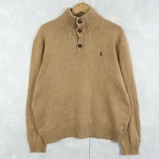画像1: POLO Ralph Lauren ロゴ刺繍 ハイネック コットンニットセーター M (1)