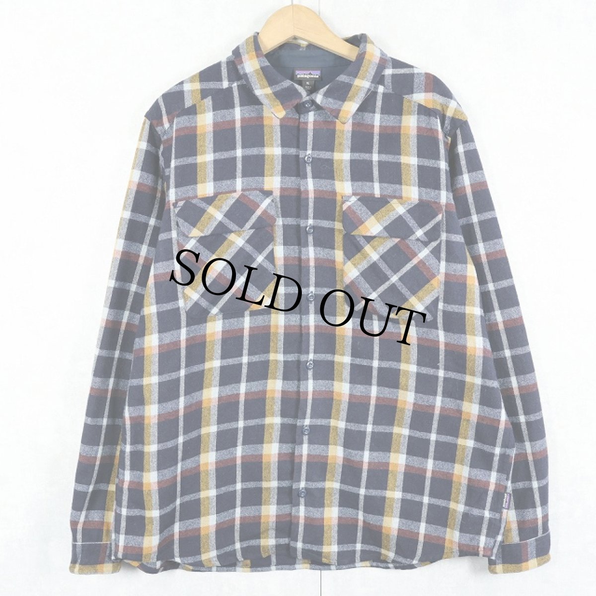 画像1: 2018AW Patagonia チェック柄 ウール×ポリエステルシャツ XL (1)