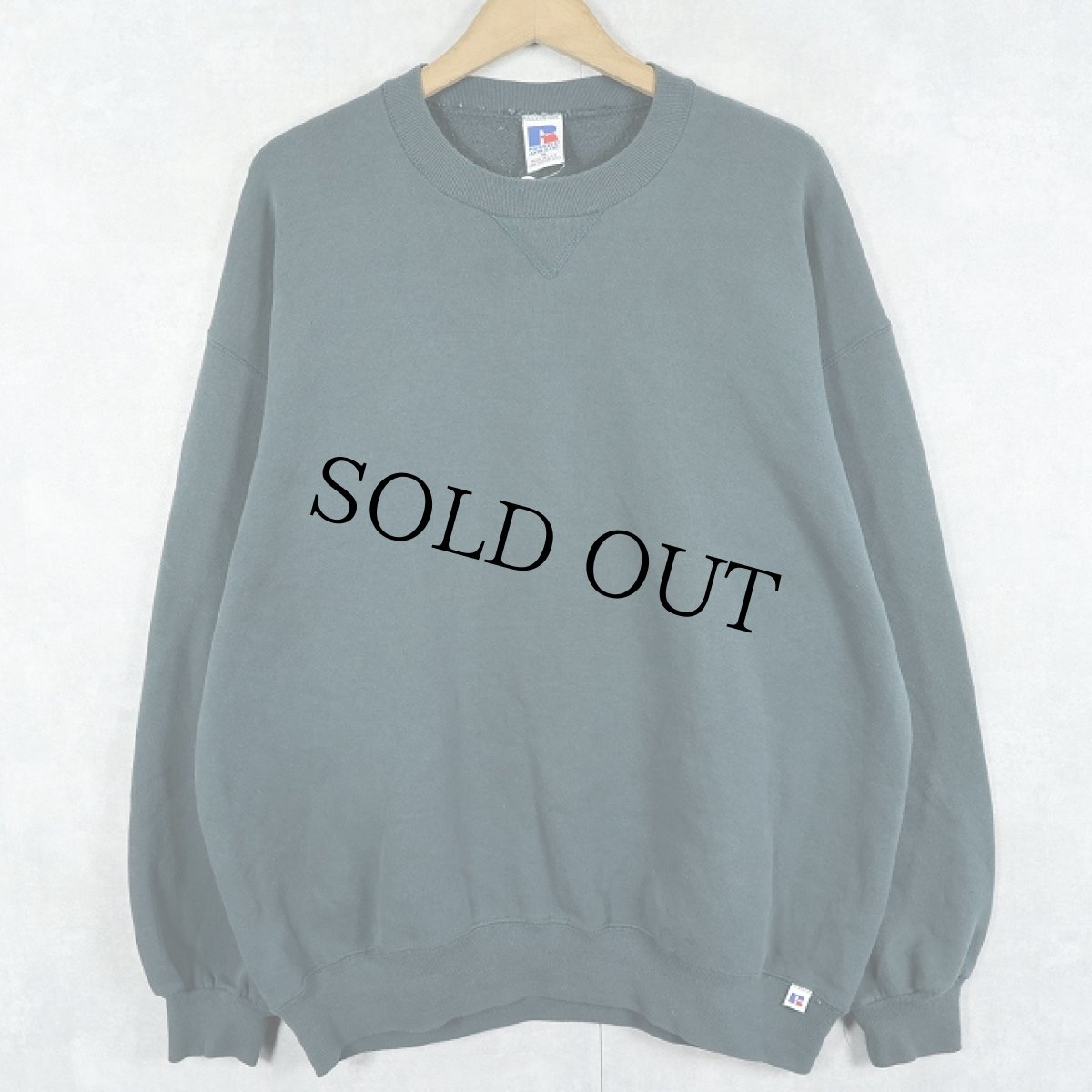 画像1: 90's〜 RUSSELL ATHLETIC USA製 前V 無地スウェット GREEN XL (1)