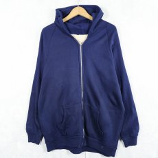 画像1: 70〜80's 裏サーマル ラグランスウェットジップパーカー NAVY (1)