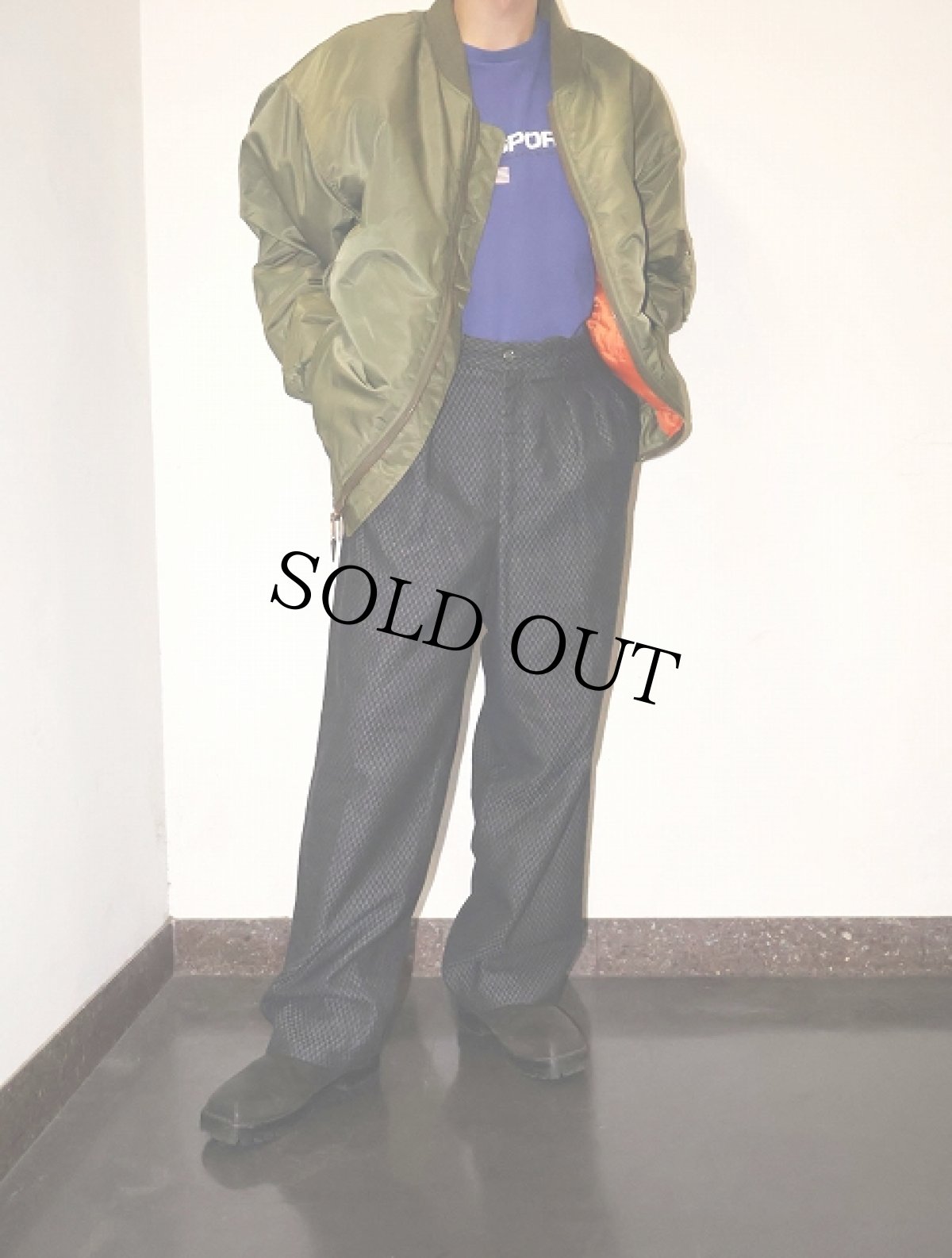 画像1: d’aguino 2タック ウールスラックス W35 (1)