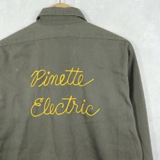 画像2: 60's Dickies "Pinette Electric" チェーン刺繍 ワークシャツ (2)