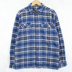 画像1: 2020AW Patagonia "ORGANIC COTTON" チェック柄 ヘビーネルシャツ NAVY M (1)