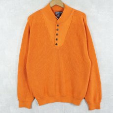 画像1: 90's LANDS' END USA製 ヘンリーネック コットンニットセーター M (1)