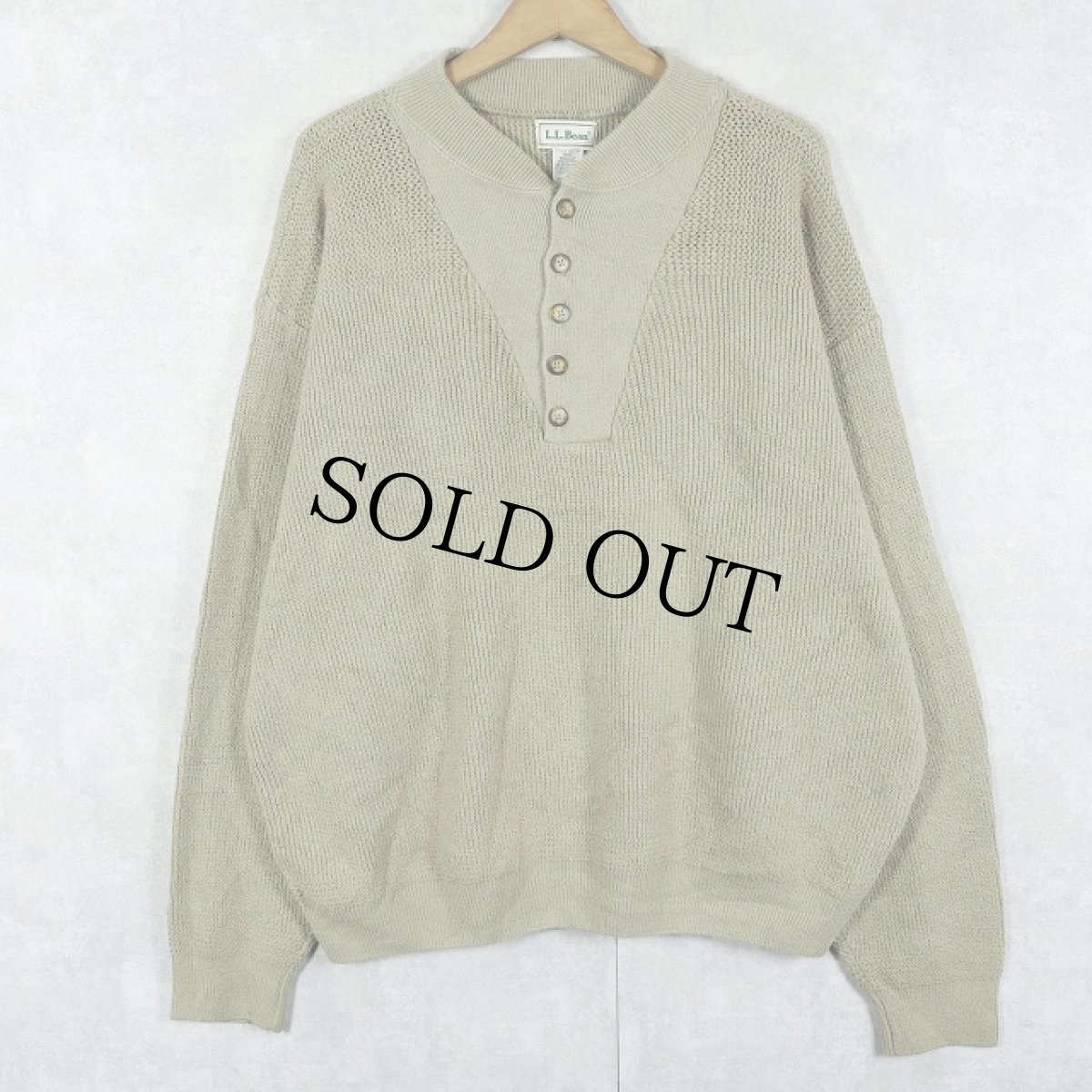 画像1: 80〜90's L.L.Bean USA製 ヘンリーネック コットンニットセーター L (1)