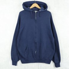 画像1: 90's JERZEES USA製 スウェットジップパーカー NAVY XL (1)