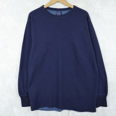 画像1: 80's duofold USA製 無地 2PLYカットソー NAVY L (1)