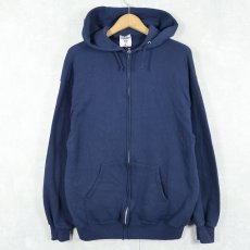 画像1: 90's JERZEES USA製 スウェットジップパーカー NAVY L (1)