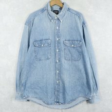 画像1: 90's GAP DENIM デニムボタンダウンシャツ L (1)