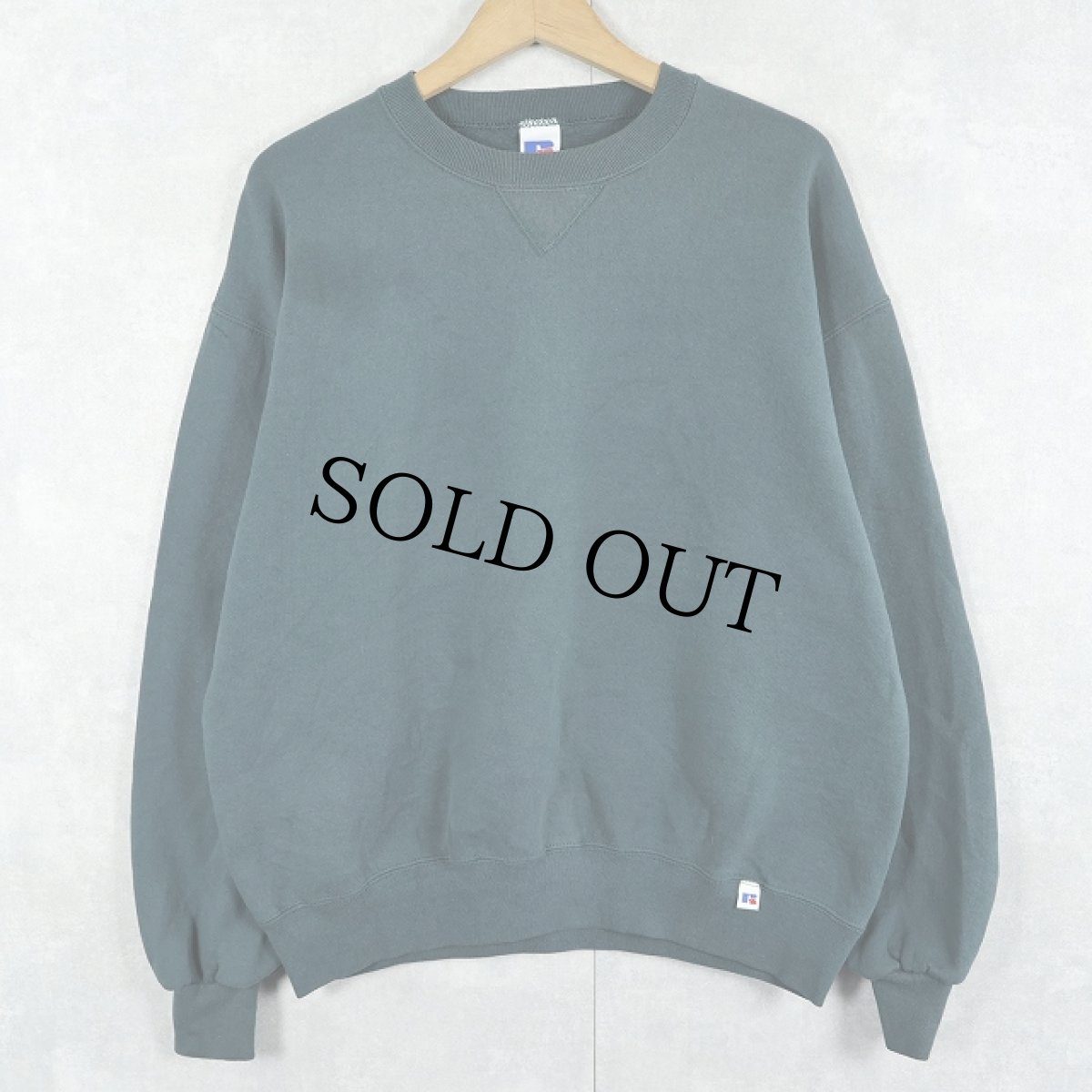 画像1: 90's〜 RUSSELL ATHLETIC USA製 前V 無地スウェット GREEN L (1)