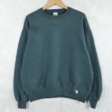 画像1: 90's〜 RUSSELL ATHLETIC USA製 前V 無地スウェット GREEN L (1)