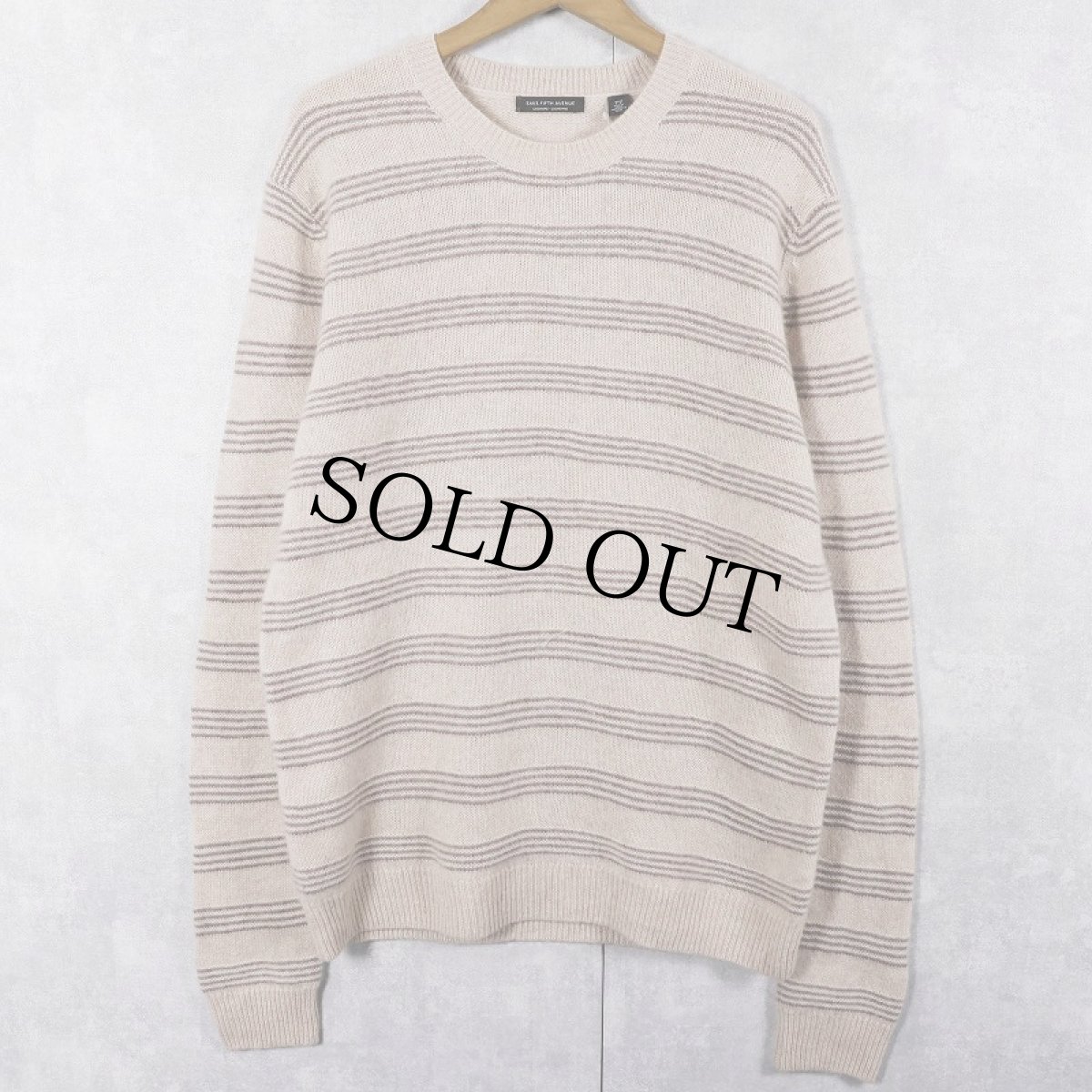 画像1: SAKS FIFTH AVENUE ボーダー柄 カシミアニットセーター L (1)