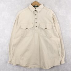 画像1: 90's ORVIS USA製 ハーフスナップ コットンプルオーバーシャツ L (1)