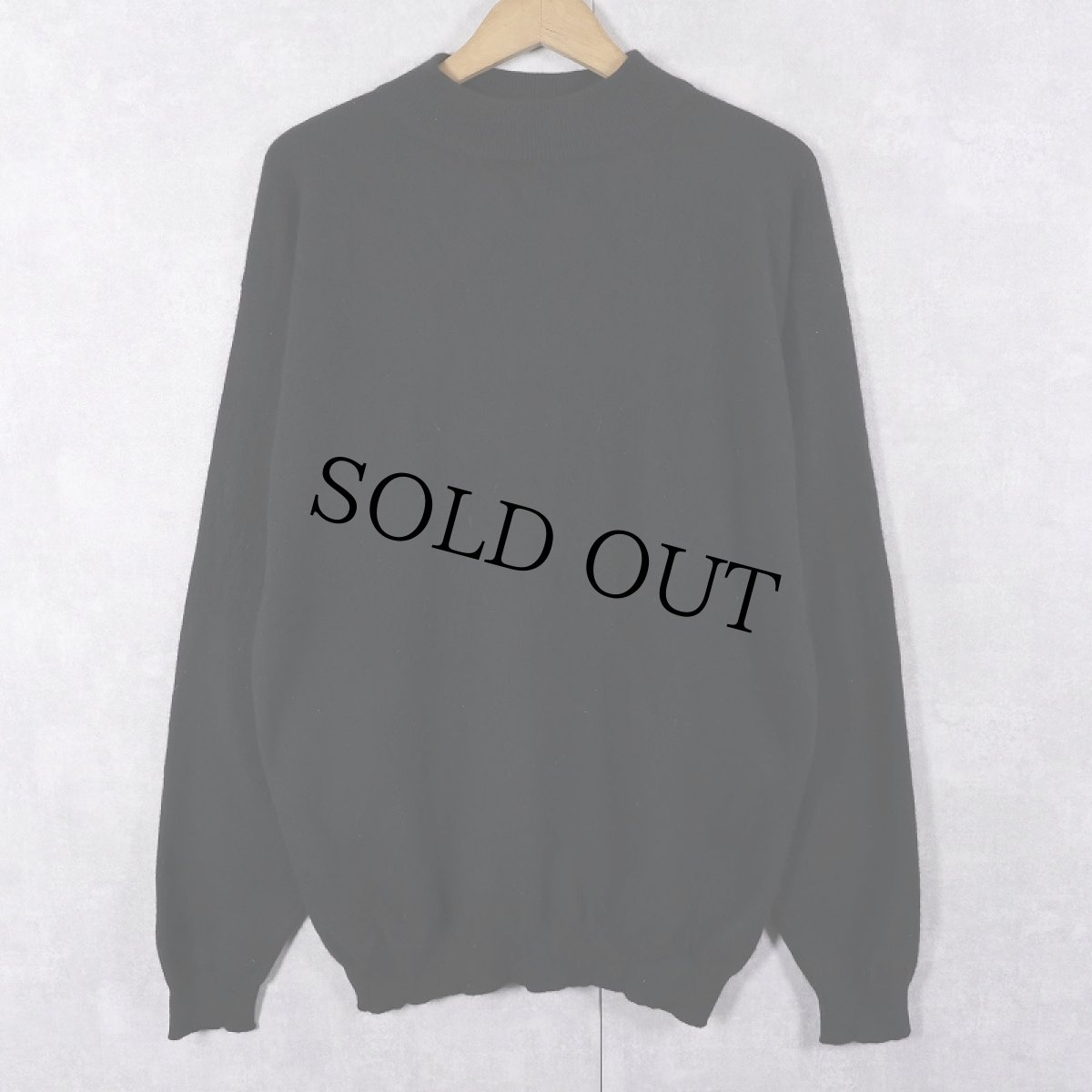 画像1: モックネック カシミアニットセーター BLACK M (1)