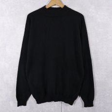 画像1: モックネック カシミアニットセーター BLACK M (1)