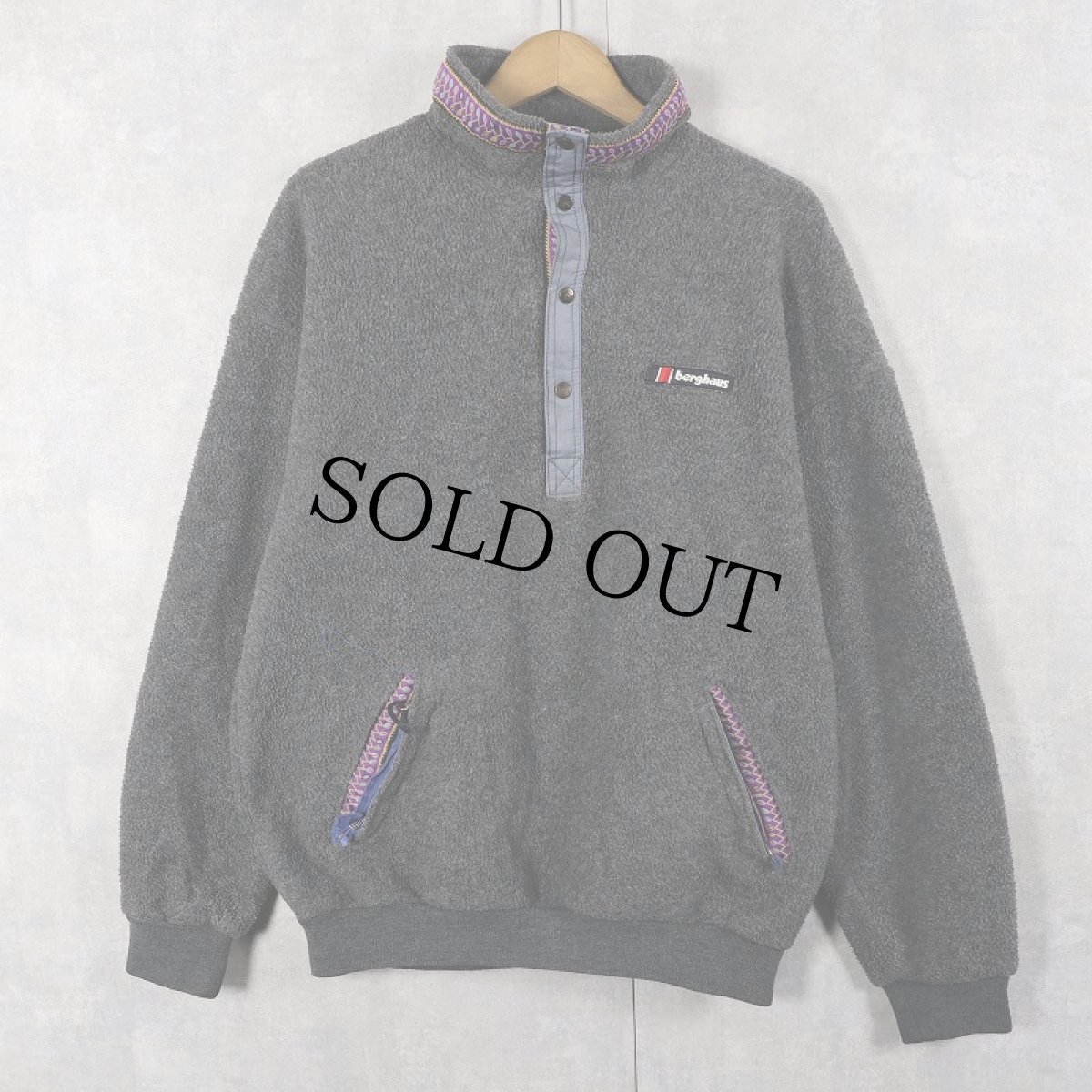 画像1: 80〜90's berghaus UK製 POLARTEC プルオーバーフリースジャケット M (1)
