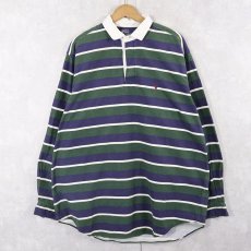 画像1: POLO Ralph Lauren ボーダー柄 コットンラガーシャツ XL (1)