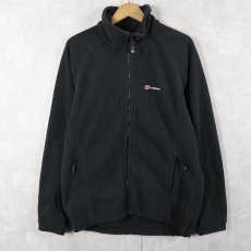 画像1: berghaus ロゴ刺繍 フリースジップジャケット BLACK M (1)