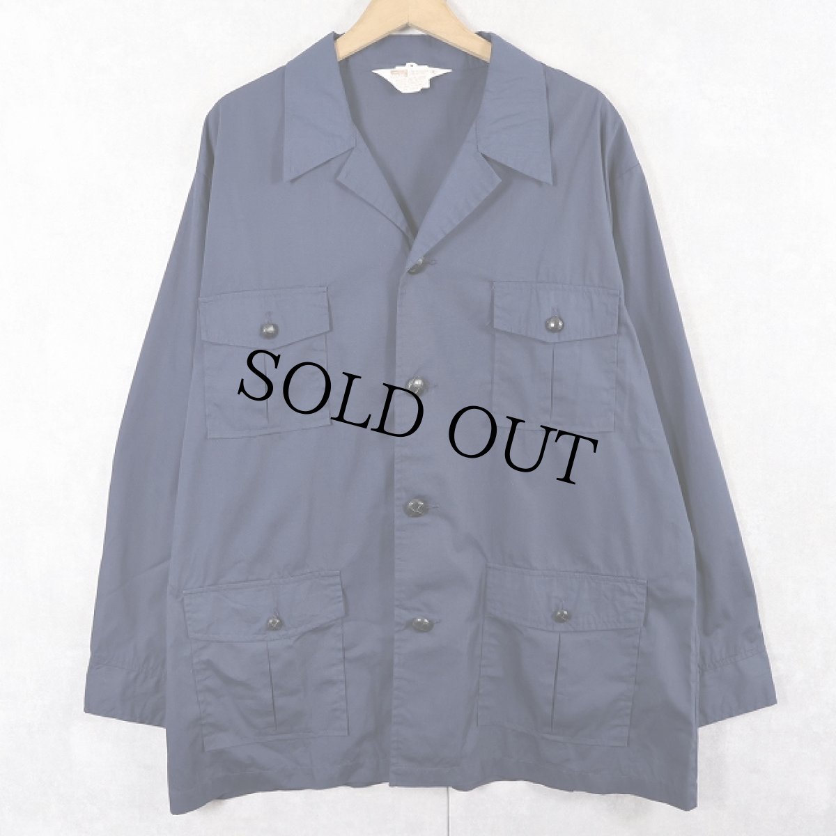 画像1: 70's MONTGOMERY WARD ポリコットン サファリシャツジャケット NAVY XL (1)