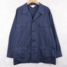 画像1: 70's MONTGOMERY WARD ポリコットン サファリシャツジャケット NAVY XL (1)