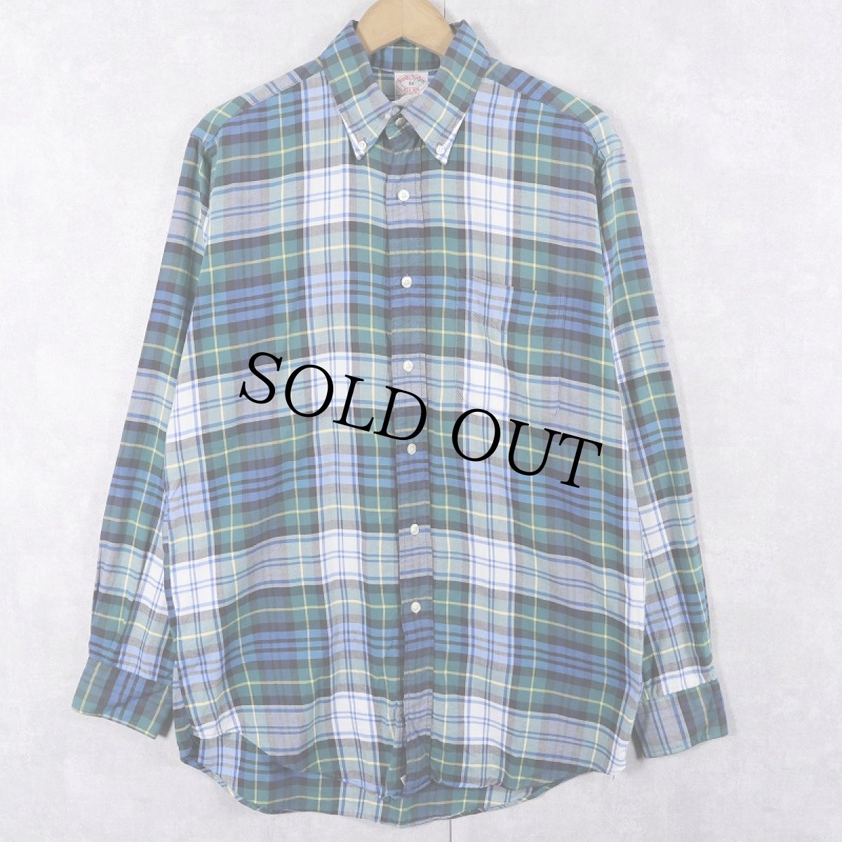 画像1: 90's Brooks Brothers USA製 チェック柄 コットンボタンダウンシャツ M (1)