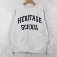 画像1: 90's the cotton exchange USA製 REVERSE WEAVE TYPE "HERITAGE SCHOOL" プリントスウェット L (1)