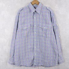 画像1: ORVIS チェック柄 リネンシャツ L (1)