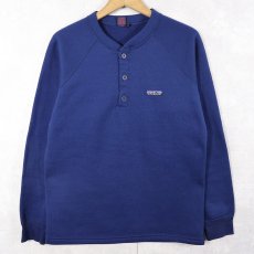 画像1: 80's Patagonia USA製 "capilene" デカタグ ヘンリーネック ラグランフリースロンT NAVY M (1)