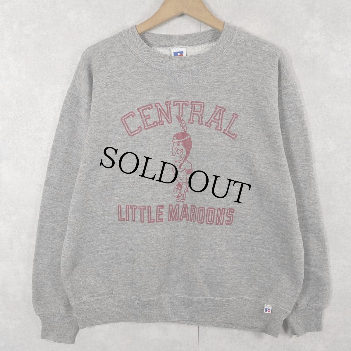 画像1: 90's RUSSELL ATHLETIC USA製 前V "CENTRAL LITTLE MAROONS" プリントスウェット L (1)