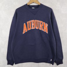 画像1: 80's RUSSELL ATHLETIC USA製 前V "AUBURN" プリントスウェット NAVY XL (1)