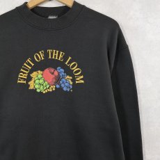 画像1: 90's FRUIT OF THE LOOM USA製 ロゴプリントスウェット BLACK M (1)