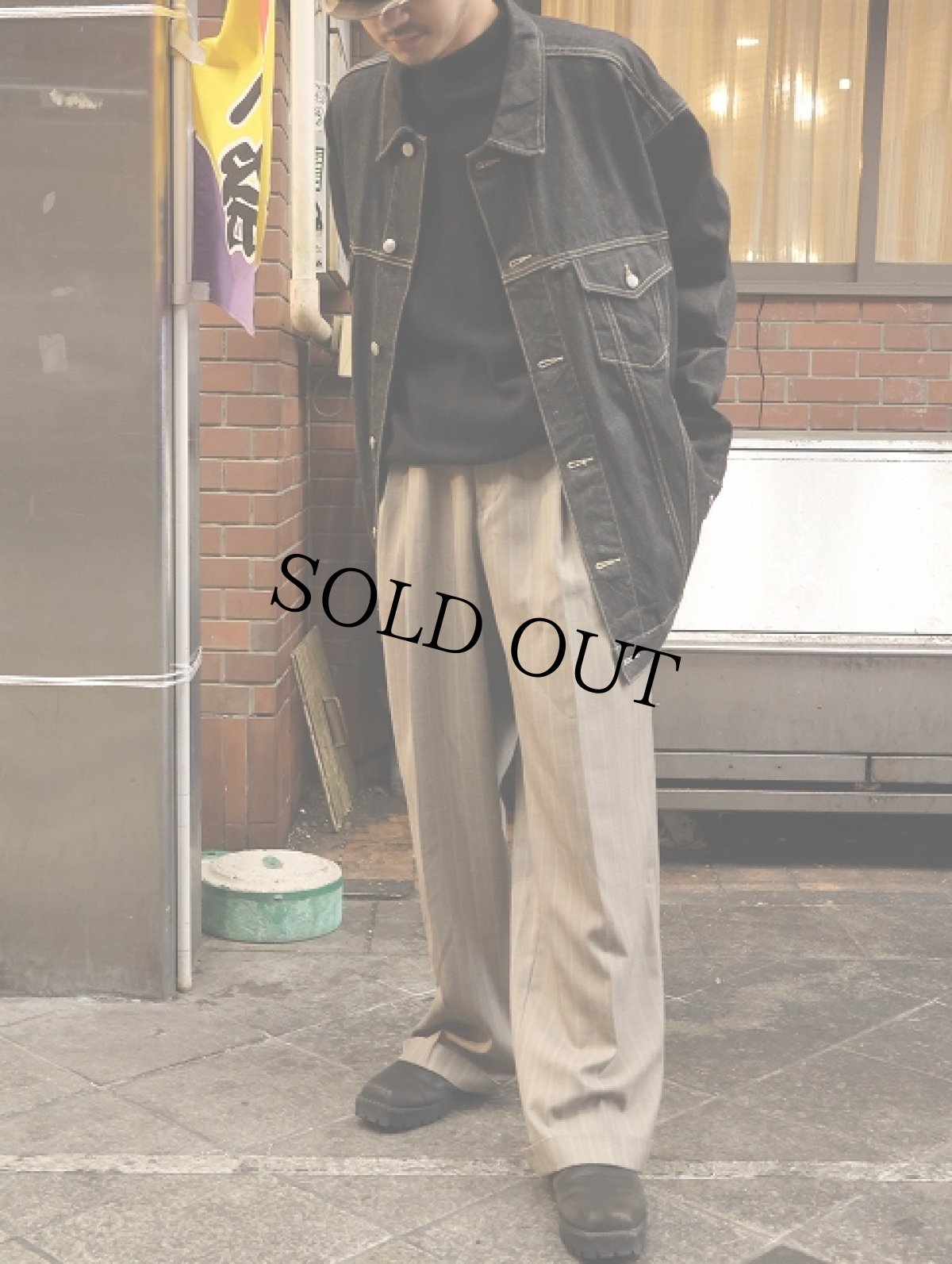 画像1: SOPRANO DISEGNO COLLEZIONE ストライプ柄 2タックスラックス W33 (1)