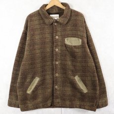 画像1: 90's〜 Coldwater Creek USA製 チェック柄 パイルフリースシャツジャケット XL (1)