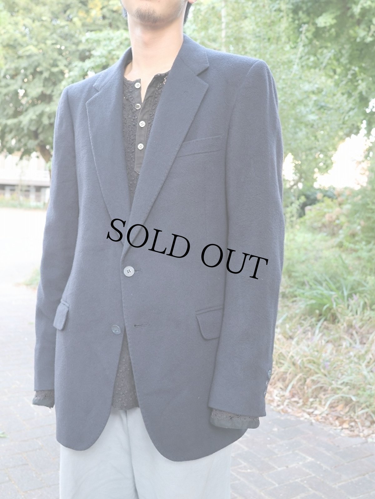 画像1: 80's〜 カシミアテーラードジャケット NAVY (1)