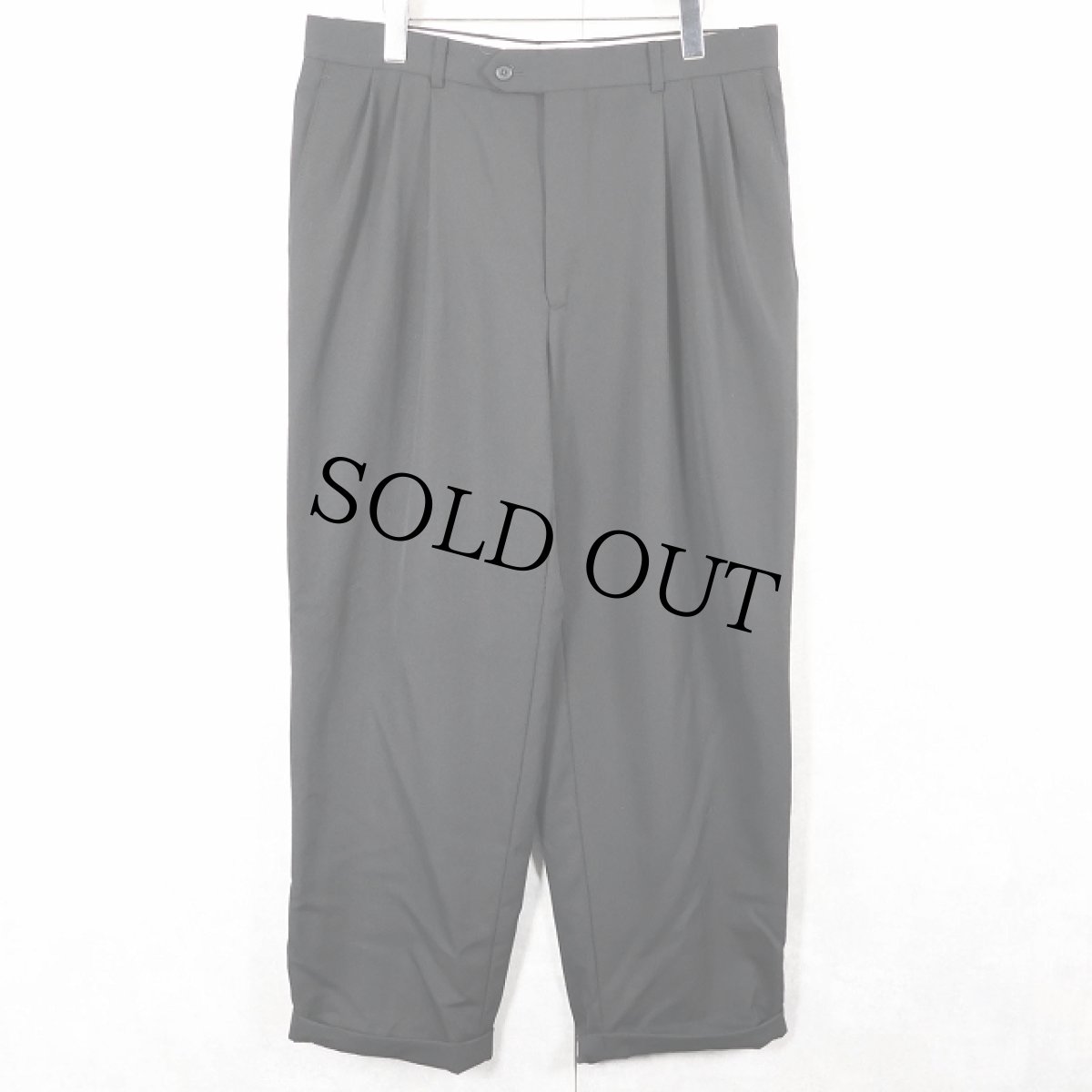 画像2: 90's PAUL DIONE 3タック ウールギャバジンスラックス BLACK W35 (2)