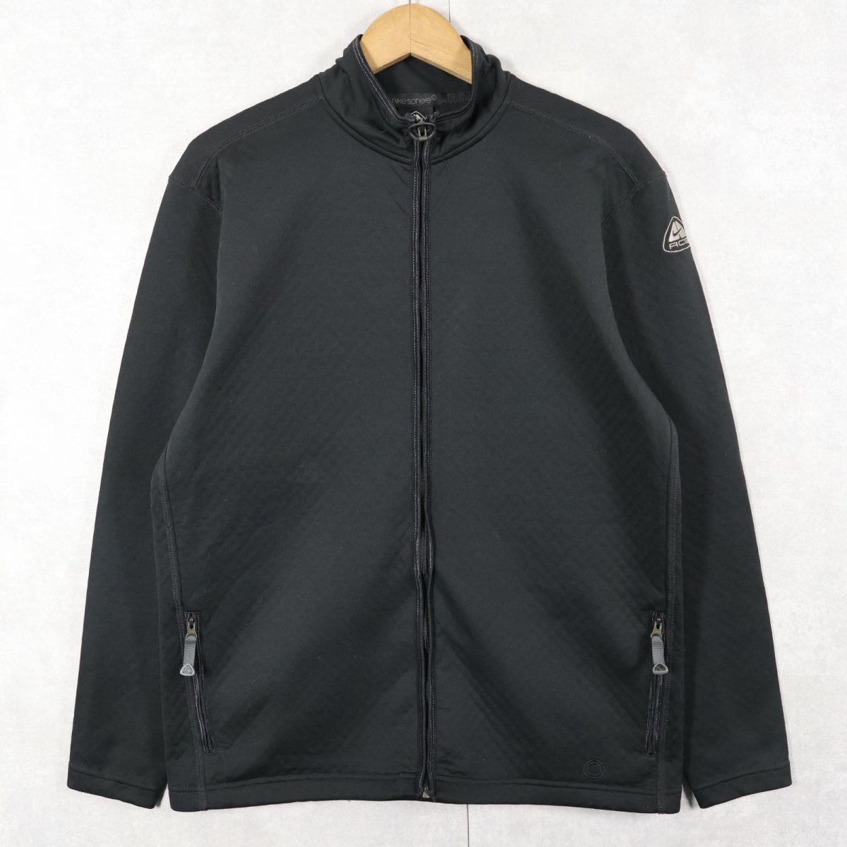 画像1: NIKE ACG "sphere" ロゴ刺繍 ポリエステル×ポリウレタンジップジャケット BLACK M (1)