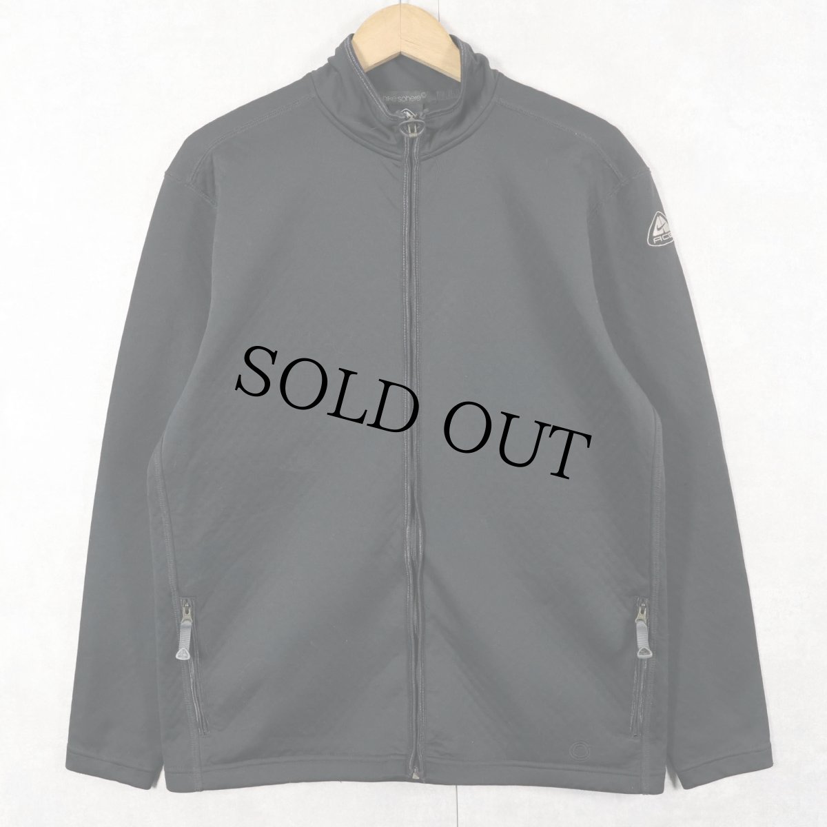 画像1: NIKE ACG "sphere" ロゴ刺繍 ポリエステル×ポリウレタンジップジャケット BLACK M (1)