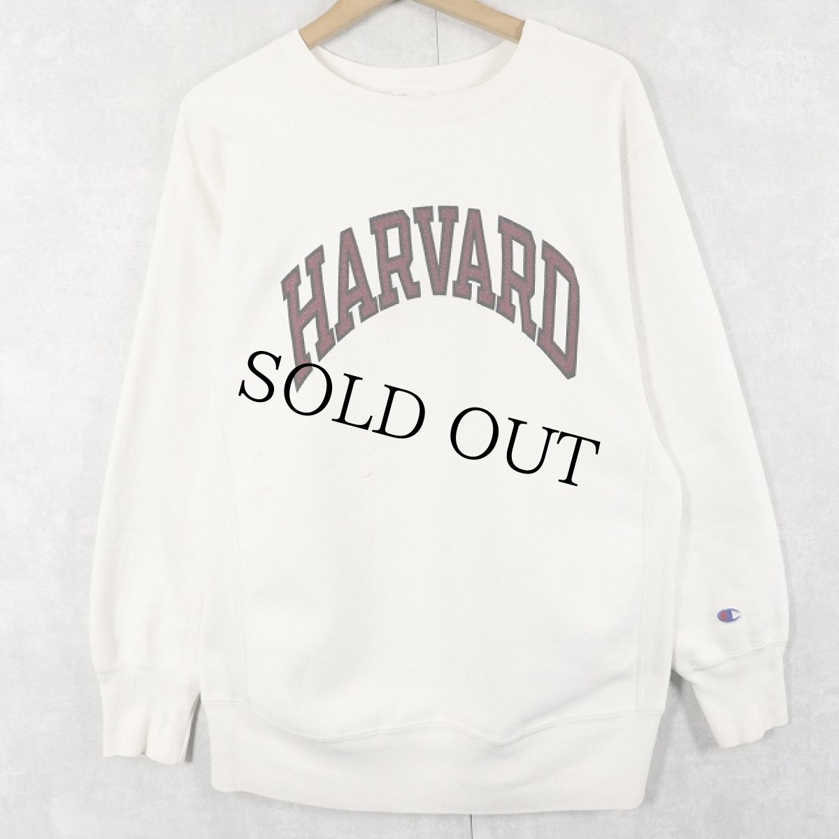 画像1: 90's Champion REVERSE WEAVE USA製 "HARVARD" 染み込みプリントスウェット L (1)