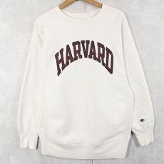 画像1: 90's Champion REVERSE WEAVE USA製 "HARVARD" 染み込みプリントスウェット L (1)