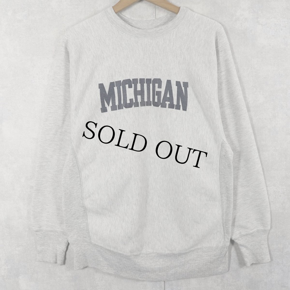 画像1: 80’s Champion REVERSE WEAVE USA製 トリコタグ "MICHIGAN" プリントスウェット L (1)