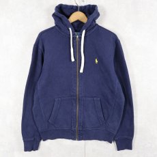 画像1: POLO Ralph Lauren REVERSE WEAVE TYPE ロゴ刺繍 裏サーマル スウェットジップパーカー NAVY M (1)