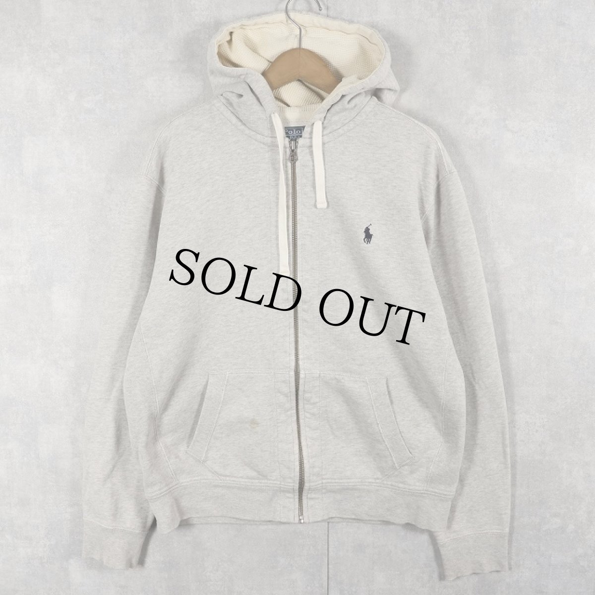 画像1: POLO Ralph Lauren REVERSE WEAVE TYPE ロゴ刺繍 裏サーマル スウェットジップパーカー L (1)