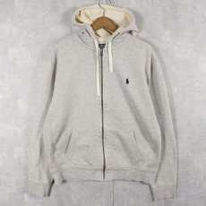 画像1: POLO Ralph Lauren REVERSE WEAVE TYPE ロゴ刺繍 裏サーマル スウェットジップパーカー L (1)