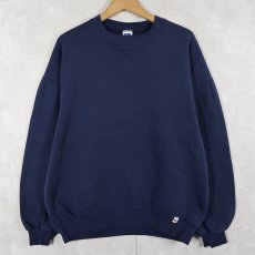 画像1: 90's RUSSELL ATHLETIC USA製 前V 無地スウェット NAVY XL (1)