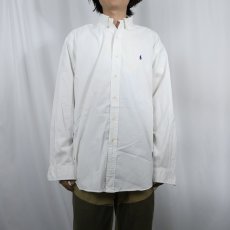 画像2: Ralph Lauren "BLAKE" ロゴ刺繍 コットンボタンダウンシャツ M (2)
