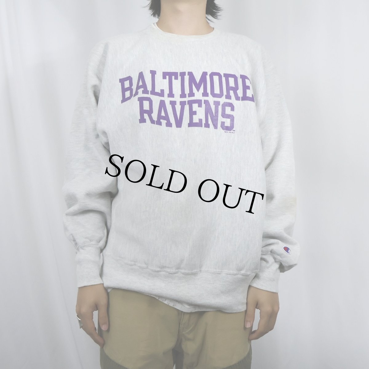画像2: 90's Champion REVERSE WEAVE "BALTIMORE RAVENS" プリントスウェット L (2)