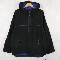 画像1: GAP ハーフジップ フリースパーカー BLACK M (1)