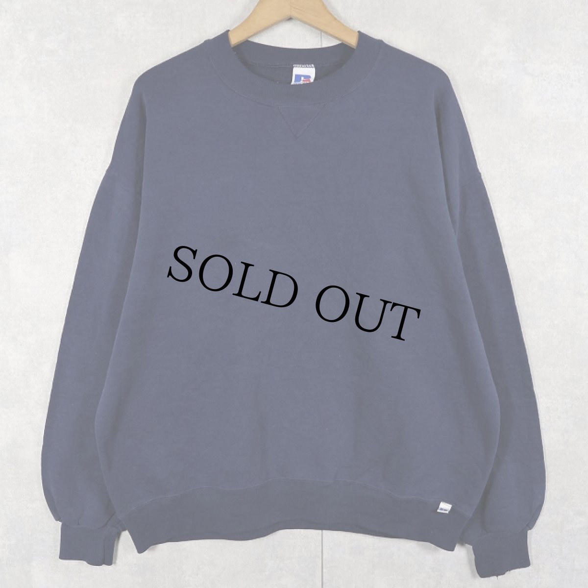 画像1: 90's RUSSELL ATHLETIC USA製 前V 無地スウェット NAVY L (1)